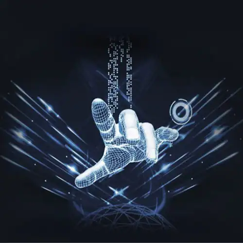 Digital forefinger touching on screen