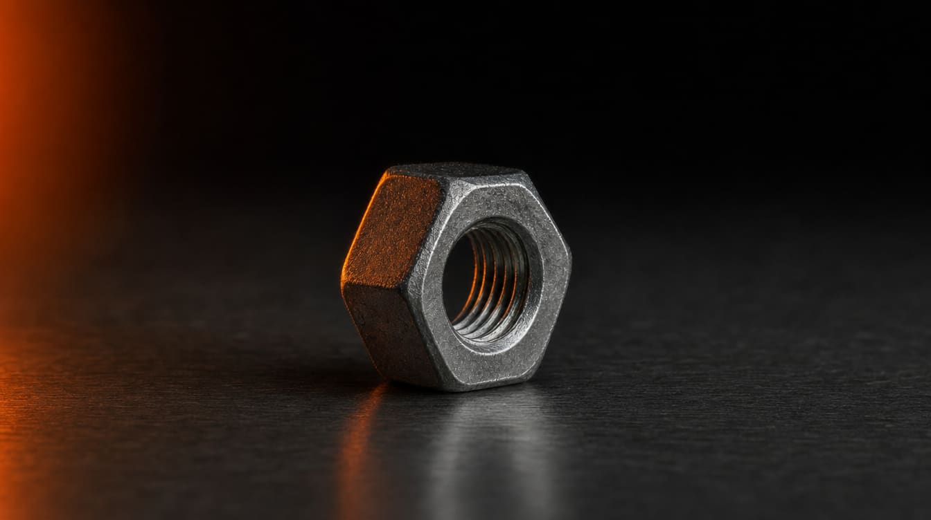 Hex nut, close-up