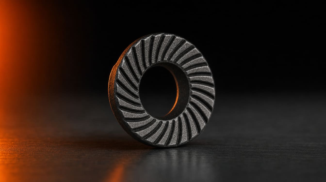 Serrated washer, close-up